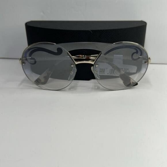 New Authentic Prada Gray and Gold Geometric Sunglasses - Picture 9 of 13